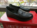 紅蜻蜓女鞋媽媽鞋真皮小皮鞋牛皮秋季一腳蹬軟底中老年老人鞋平底單鞋 黑色 40 曬單實(shí)拍圖