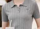 香影灰色polo領針織衫女短袖2026夏季新款含桑蠶絲學院風絞花上衣 淺灰 M 160/84A/95-110斤 曬單實拍圖