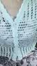 三彩【100棉】2026春季新款V領鏤空罩衫針織衫寬松波西米亞開衫M 米白色 L 165/88A 曬單實拍圖