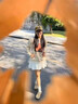 衣然呈品半身裙女士夏季新款美式高街高腰蕾絲邊拼接褶皺A字蛋糕短裙子女 白色 M 【建議90-105斤】 曬單實拍圖