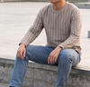皮爾卡丹（pierre cardin）男士長袖t恤潮流韓版衣服男裝打底小衫秋季衛衣男條紋上衣 T06 卡其色 L 曬單實拍圖