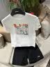 李寧（LI-NING）兒童運動套裝男童夏季短袖套裝純棉夏裝新款大童青少年童裝兩件套 標準白/黑色 （純棉上衣+速干短褲） 160 曬單實拍圖