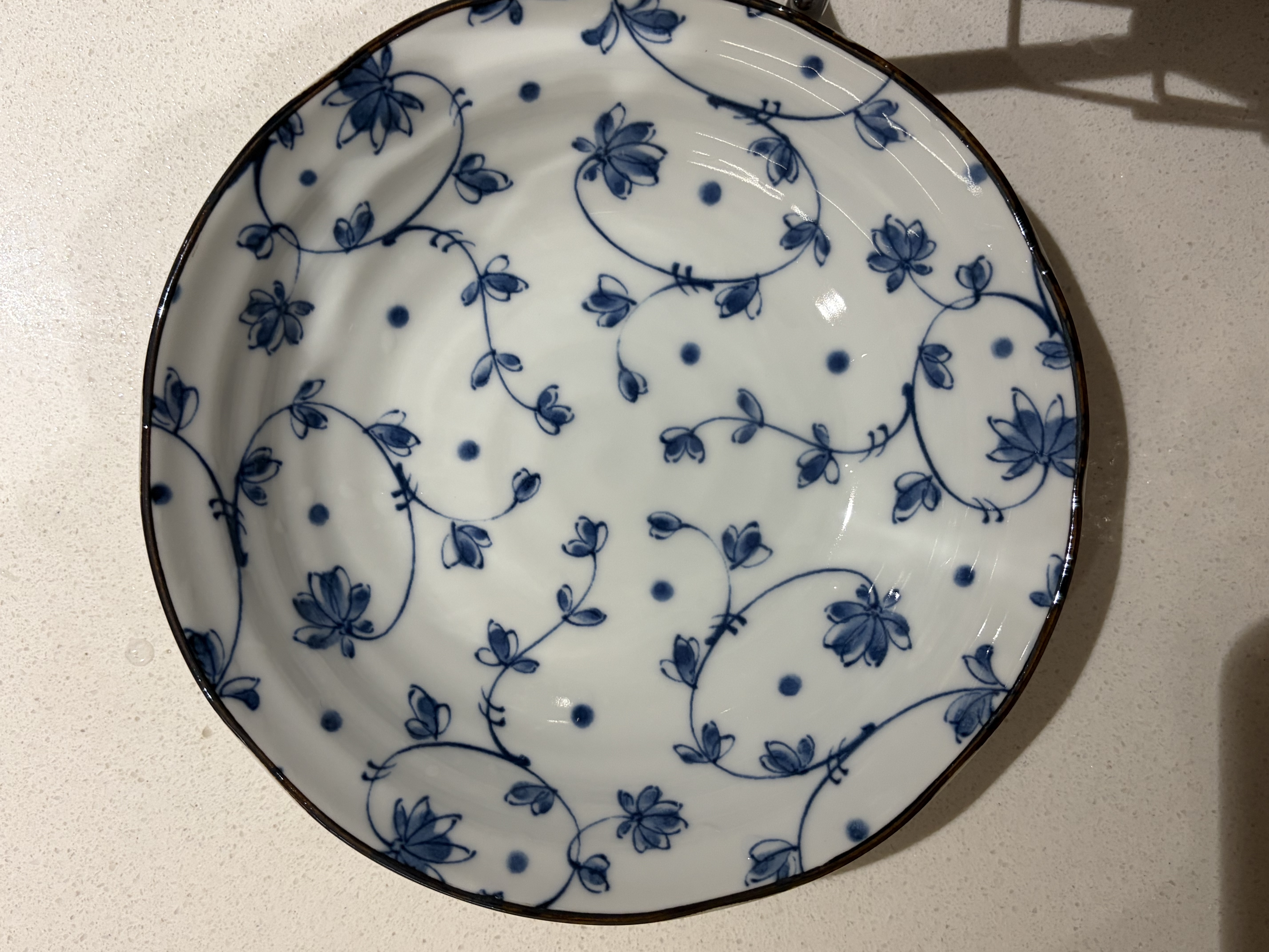 美濃燒（Mino Yaki）創意餐具日式陶瓷菜盤碟子家用餃子壽司意面盤淺盤小盤子 唐草-青花【16.5CM*4.2CM】 曬單實拍圖