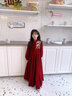 小咔衣濃兒童禮服公主裙小女孩主持人長(cháng)袖鋼琴演出服女童過(guò)年拜年服秋冬季 酒紅色3687長(cháng)款立領(lǐng) 130 曬單實(shí)拍圖