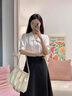 勤度面試套裝女大學(xué)生老師裙白色襯衫短袖職業(yè)裝服裝事業(yè)編教師 套裝[白色襯衫+黑色半身] M 曬單實(shí)拍圖