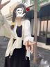 WFKV大碼女裝胖MM2025新款寬松顯瘦襯衣背心裙兩件套中長款連衣裙子 米杏襯衫 2XL 【140-160斤】 曬單實(shí)拍圖