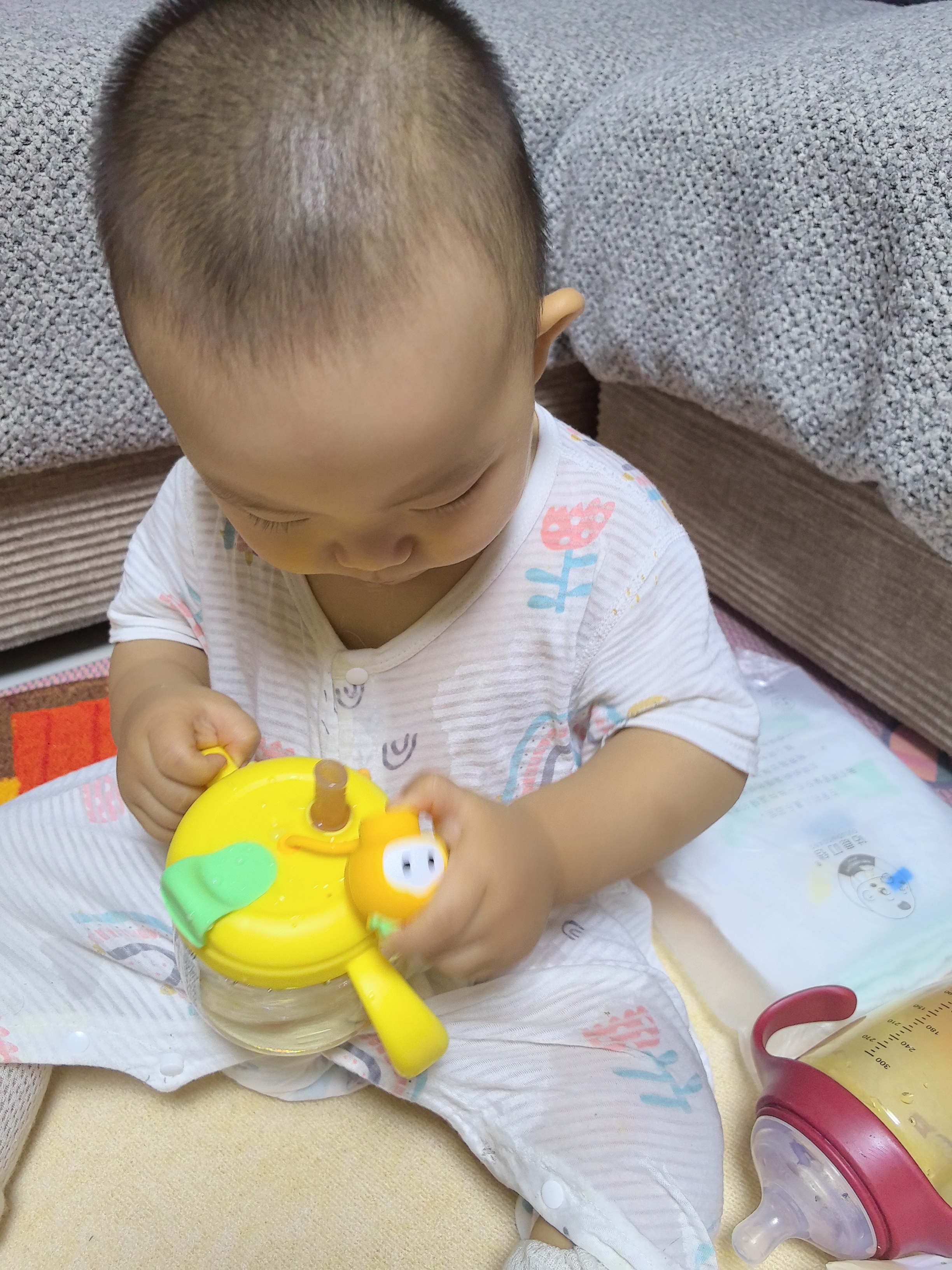 PUTOT兒童喝水杯PPSU學飲杯1-3歲寶寶直飲吸管喝奶杯帶手柄帶刻度奶瓶 PPSU學飲杯 330ml   【螺旋杯蓋-不易灑】 曬單實拍圖