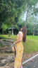白鹿語女裝2026夏季新款法式女士連衣裙蕾絲花邊修身裙子 黃色 M 曬單實拍圖