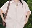 對(duì)白寬松休閑卷邊短袖襯衫女2026夏季新款氣質(zhì)襯衣松弛感顯瘦上衣 淺粉色 S 曬單實(shí)拍圖