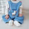 班喜迪嬰兒衣服秋裝嬰幼兒連體衣寶寶卡通牛仔背帶褲超萌外出服爬服春秋 藍色 80cm 曬單實拍圖