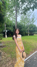白鹿語女裝2026夏季新款法式女士連衣裙蕾絲花邊修身裙子 黃色 M 曬單實拍圖
