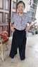 俞兆林（YUZHAOLIN）夏季媽媽裝短袖襯衫中老年女裝t恤奶奶裝老太太薄款老人衣服套裝 綠色(上衣） L 【建議70-80斤】 曬單實(shí)拍圖