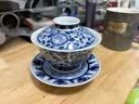 景德鎮官方陶瓷青花手繪三才蓋碗家用功夫茶具中式泡茶碗大號送長輩禮物 青花纏枝蓮點工蓋碗 曬單實拍圖