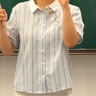 茵曼（INMAN）文藝學院風條紋襯衣女2026夏季撞色翻領繡花寬松舒適時尚襯衫 藍白條紋- 71.4%聚酯纖維 22.1%棉 M 曬單實拍圖