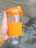 GLASSLOCK 韓國進(jìn)口玻璃水杯加厚可愛情侶杯隨手杯可愛透明茶杯 無刻度鋼化玻璃橙色帶繩附杯套450ml 曬單實(shí)拍圖