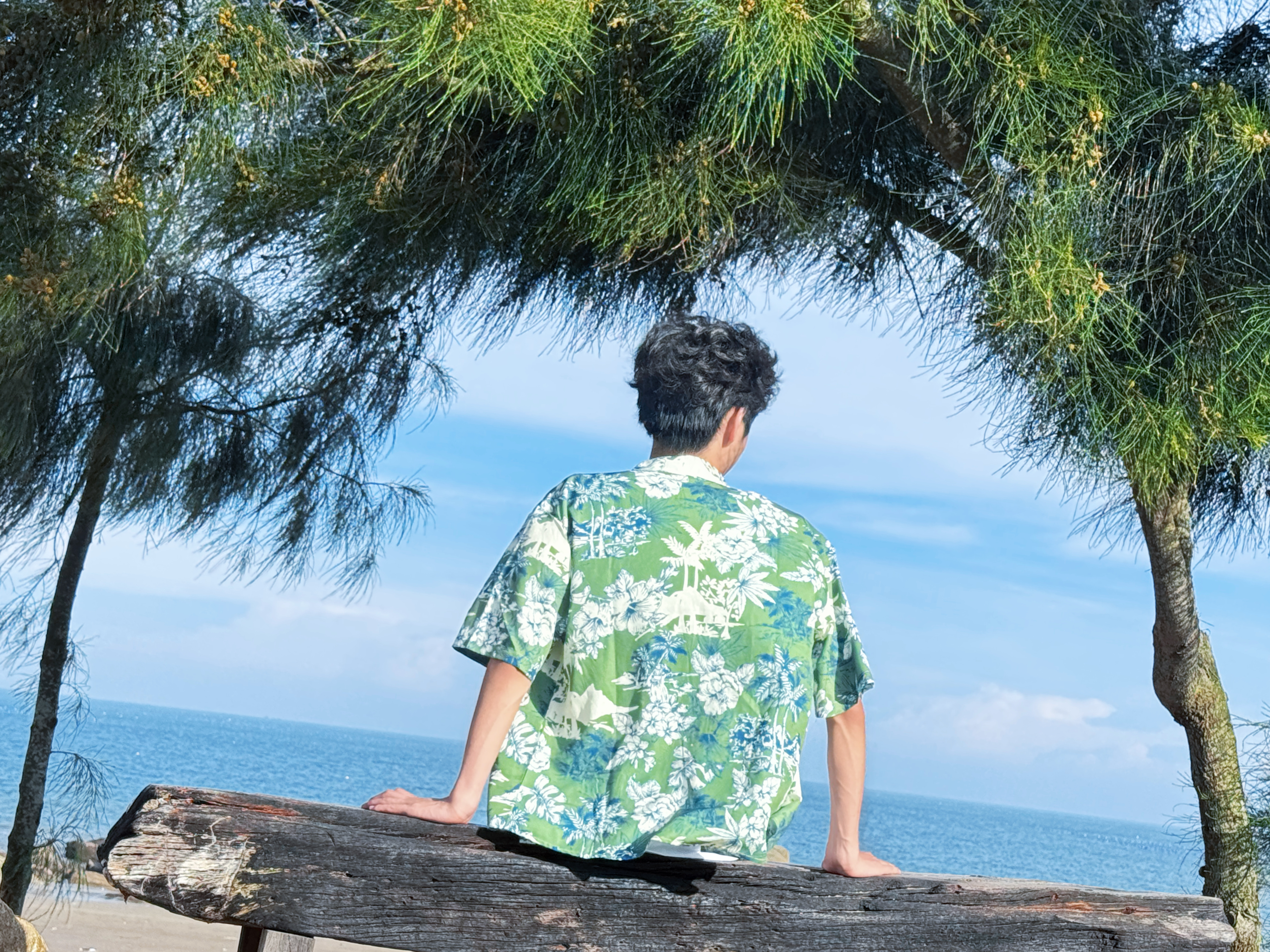 MOLOON泳衣男士沙灘花襯衫套裝寬松大碼夏威夷海邊度假休閑情侶襯衣套裝 3682套裝 2XL （建議體重145-165斤） 曬單實拍圖