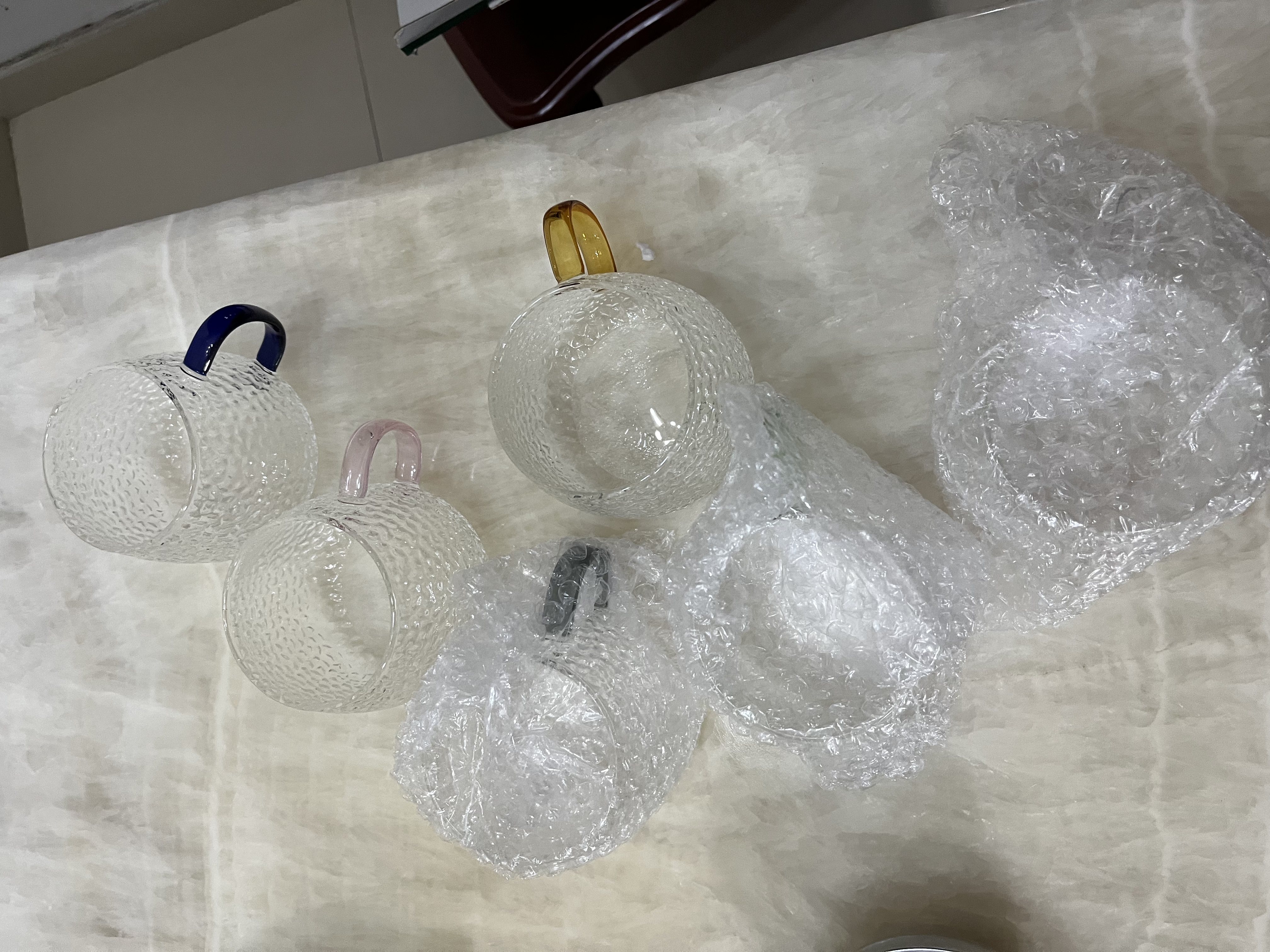 憶壺茶水杯套裝玻璃杯帶把手家用茶杯客人杯6只耐熱高硼硅泡茶果汁杯 曬單實拍圖