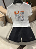 李寧（LI-NING）兒童運動套裝男童夏季短袖套裝純棉夏裝新款大童青少年童裝兩件套 標準白/黑色 （純棉上衣+速干短褲） 160 曬單實拍圖