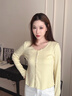 森馬（Semir）[純棉]長袖t恤女26秋短款修身小開衫蕾絲花邊薄外套109526101005 曬單實拍圖