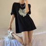 至唯 美式重磅麂皮絨短袖t恤男女同款夏季潮牌流寬松百搭半袖體恤衣服 黑色 XL 曬單實(shí)拍圖