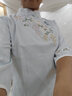 瑤益新中式唐裝女改良款潮中國風(fēng)旗袍盤扣立領(lǐng)七分袖上衣半身裙套裝女 青山綠/套裝1043+1045# XL 曬單實拍圖
