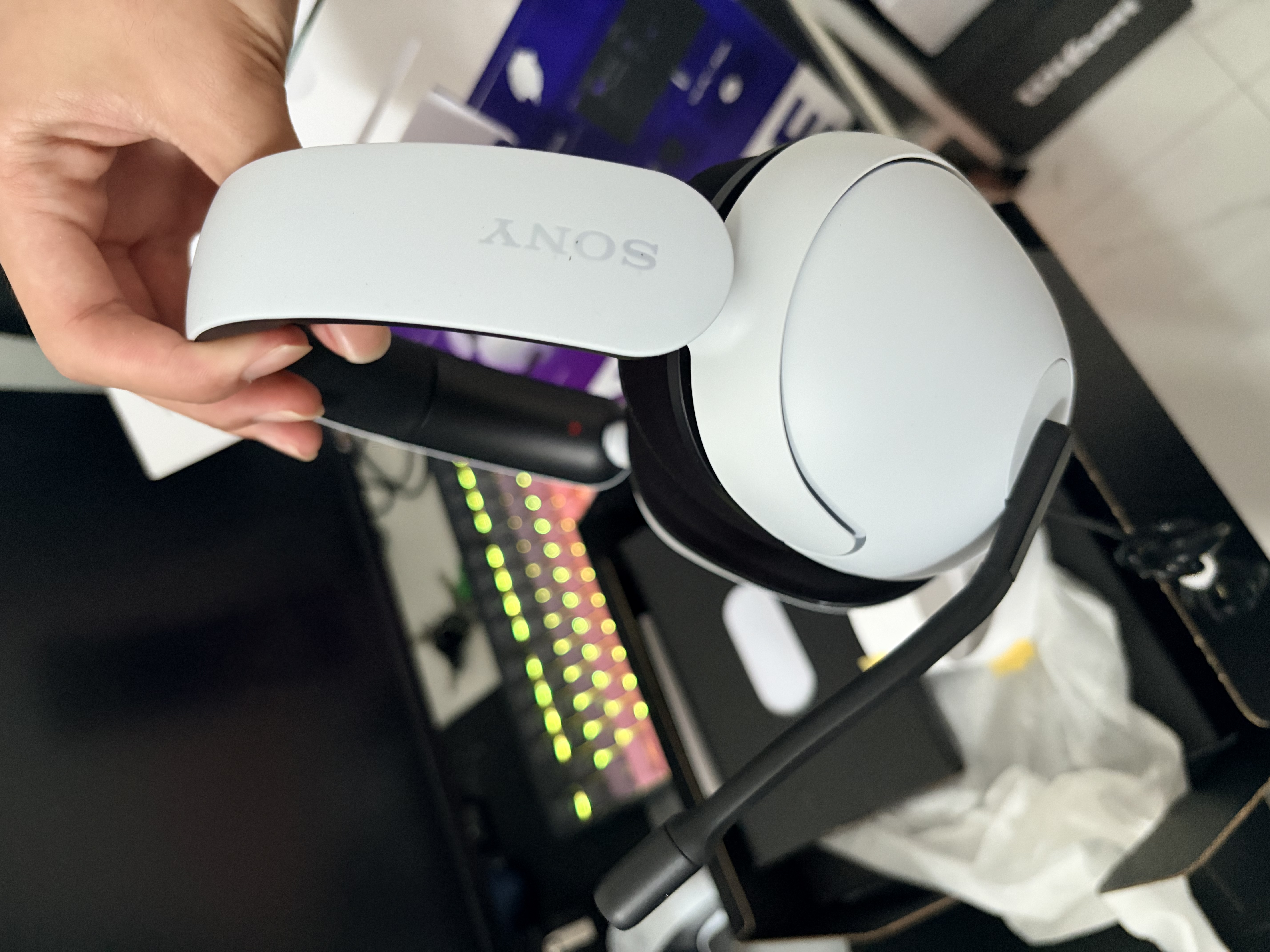索尼（SONY）英縱INZONE H3 電競游戲耳機 虛擬7.1聲道 有線頭戴式耳麥 高清麥克風 電腦筆記本網課游戲禮物 白色 曬單實拍圖
