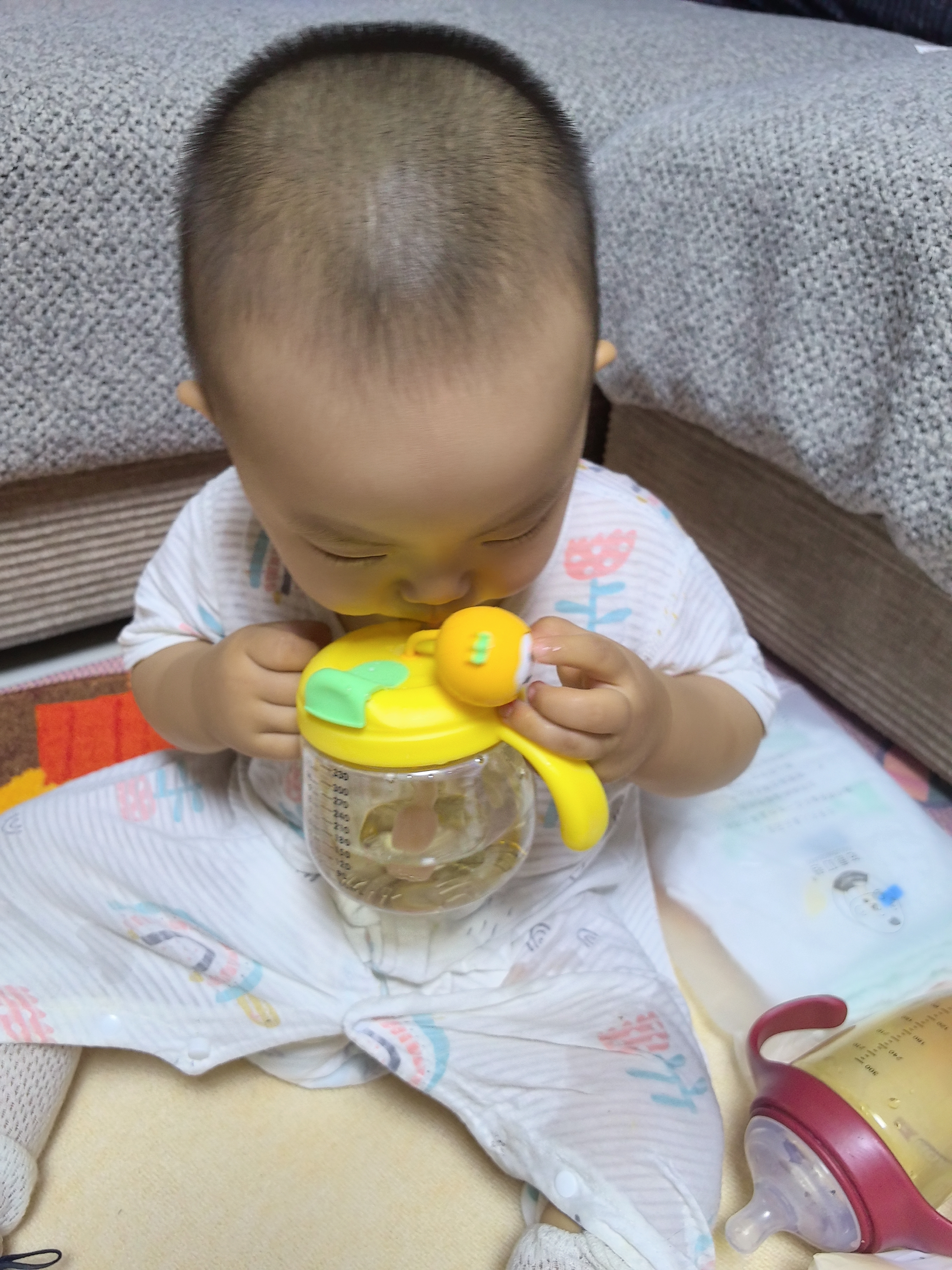 PUTOT兒童喝水杯PPSU學飲杯1-3歲寶寶直飲吸管喝奶杯帶手柄帶刻度奶瓶 PPSU學飲杯 330ml   【螺旋杯蓋-不易灑】 曬單實拍圖