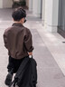 COMIC SOUL男童皮衣外套春秋裝新款洋氣男孩加絨衣服兒童帥氣時(shí)髦上衣皮夾克 咖色 110 曬單實(shí)拍圖