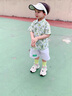 FNJ KIDS男童短袖套裝夏季新款帥氣寶寶薄款衣服兒童襯衫短褲兩件套 綠色 110 （建議身高100-110cm） 曬單實拍圖
