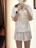 ubras流光心動滿印開襟套裝夏季薄款帶杯睡衣女士高端睡衣家居家服 曬單實拍圖