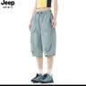 JEEP SPIRIT戶外美式工裝短褲女夏季2026新款速干褲冰感透氣休閑七分短褲女裝 灰湖綠女【七分褲輕薄透氣/防潑水】 M 105-125斤 曬單實拍圖