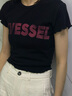 XVESSEL夏季女露腰短袖T恤潮流百搭休閑黑色女裝 女款夏季露腰短T L 曬單實拍圖