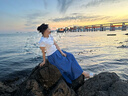 茵曼（INMAN）【李蘭迪代言】青花瓷|克萊因藍不規則半身裙2026夏女裝新款長裙 克萊因藍 M 曬單實拍圖