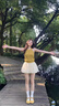 圣保美小個子連衣裙女夏季套裝2026新款韓系穿搭背心上衣花苞短裙子兩件 套裝【黃色上衣+杏色半身裙】 S 曬單實拍圖