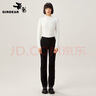 哥弟（GIRDEAR）女裝通勤風(fēng)直筒彈力小黑正裝西褲女1100454 黑 S (2碼) 曬單實(shí)拍圖
