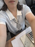 紅袖（hopeshow）POLO領針織衫2026夏季新款女裝撞色絲巾獨特漂亮miu系氣質上衣 淺粉藍401 XL 曬單實拍圖