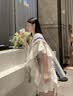 七色紡針織披肩女士四季外搭披肩旅游流蘇斗篷大披肩民族風披肩 灰粉色 曬單實拍圖