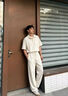 CLOR天絲亞麻冰絲休閑褲子男款夏季薄款寬松直筒長褲CL149白色XL 曬單實拍圖