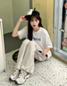 OFF-WHITE短袖T恤男女情侶箭頭潮牌磨毛印花字母寬松純棉上衣 WA01TE0214 白色 L 曬單實拍圖