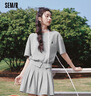 森馬（Semir）套裝女夏季短款百褶裙斜肩開叉上衣2026小性感兩件套109326117005 曬單實拍圖