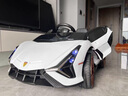 HEGERBABY兒童電動(dòng)車遙控汽車蘭博基尼兒童電動(dòng)車可坐人小孩四輪雙驅(qū)跑車 白四驅(qū)+皮座+高端電瓶+軟胎 剪刀門+手機(jī)遙控 曬單實(shí)拍圖