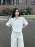 Shelley Jones美式正肩白色v領t恤男生少年感穿搭polo衫短袖重磅boxy解構五分袖 白色 【高品質】 XL [推薦120-140斤] 曬單實拍圖