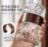 威爾斯伯格浮雕玻璃水杯套裝家庭用待客廳耐高溫茶具高顏值喝咖啡啤酒帶架子 黑木柄杯架+錘紋龍卷風450ml6只 曬單實拍圖