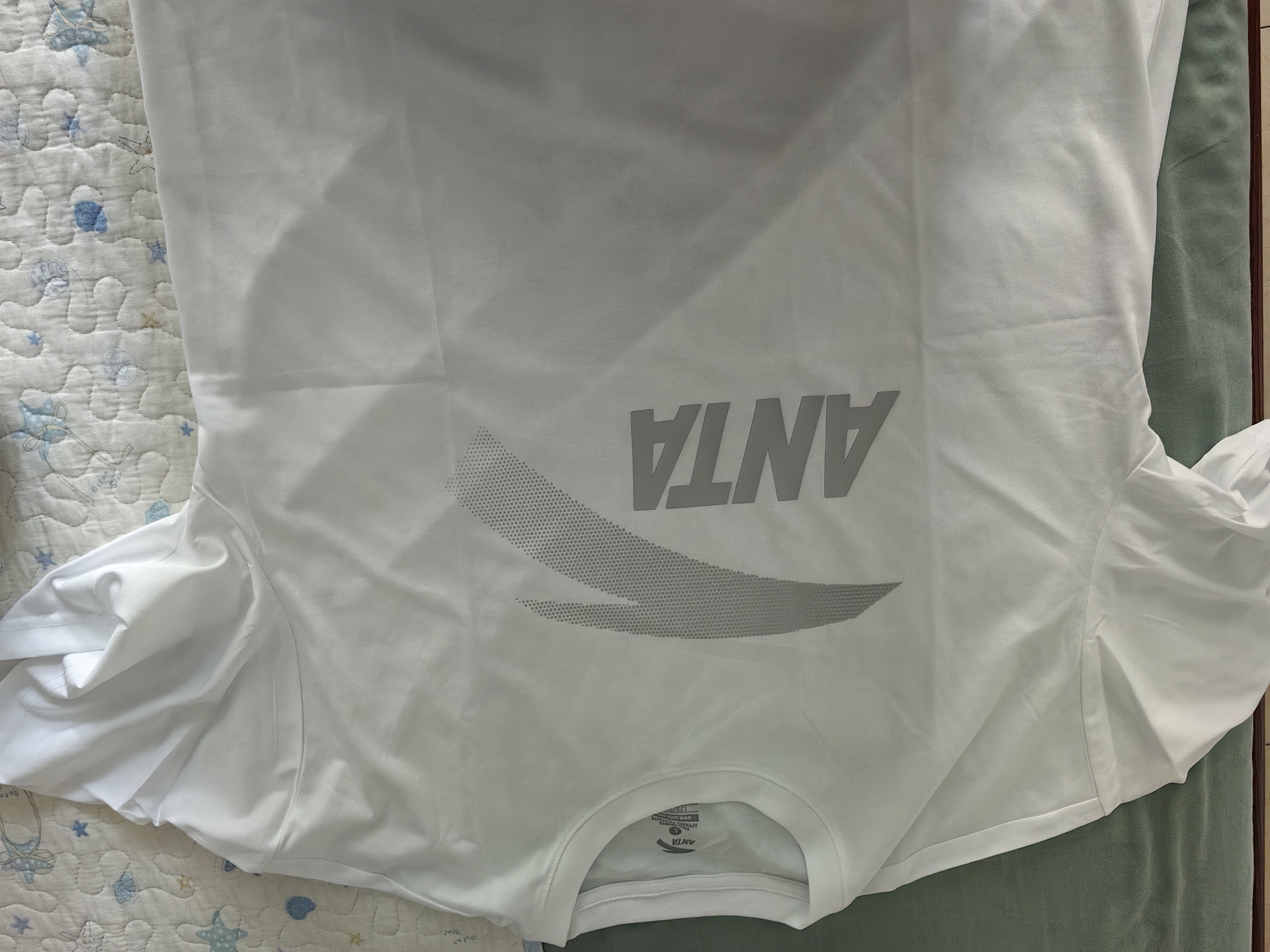 安踏（ANTA）t恤男士短袖夏季新款圓領潮流大logo純色舒適透氣跑步上衣運動服 -3純凈白/淺灰【推薦】 L (175) 適合120-140斤 曬單實拍圖