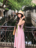 茵曼（INMAN）茵曼苧麻棉櫻花粉炒色背心連衣裙26夏女新款A字無袖長裙 淺粉色 M 曬單實拍圖