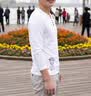 皮爾卡丹（pierre cardin）V領長袖t恤男秋冬季打底衫修身內搭體恤秋裝上衣加絨加厚衛衣 670白色 175/XL【適合120-135斤】 曬單實拍圖