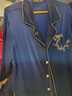 美標真絲睡衣男秋長袖100%桑蠶絲純色繡花19姆米重磅絲綢家居服套裝夏 藏青 XL (175/94B) 曬單實拍圖