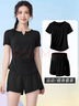 百思絨瑜伽服套裝女跑步寬松透氣速干衣短袖健身服防走光緊身短褲熱褲子 曬單實拍圖