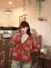 BJHG不計后果【極簡通勤】棋盤格毛衣男美式休閑百搭肌理感寬松上衣女 朱燃紅 M 110-140斤 曬單實拍圖