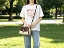 森馬（Semir）經典美拉德單肩斜挎包 校園日常休閑出游 時尚顯氣質 七夕禮袋裝 顏色 灰綠配咖【贈送精美品牌禮袋】 曬單實拍圖